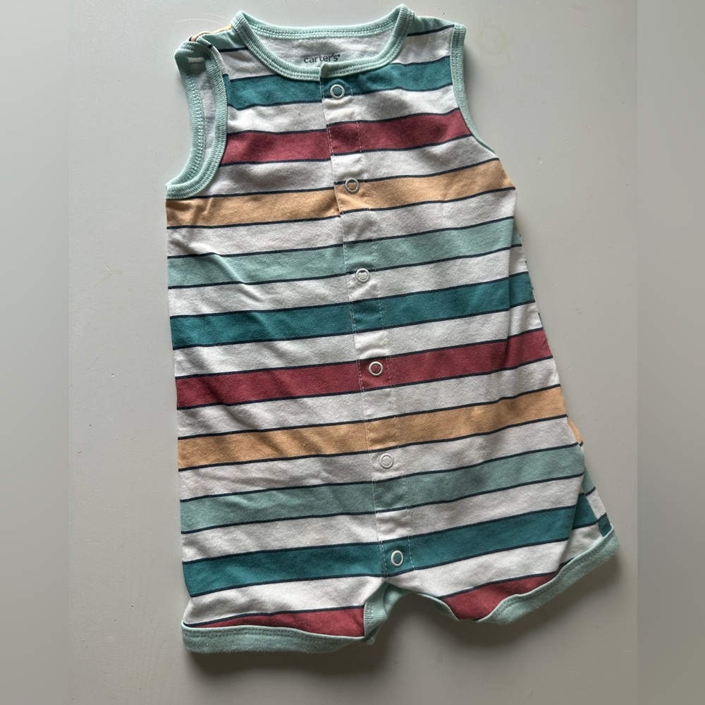 Striped Sleeveless Baby Romper
